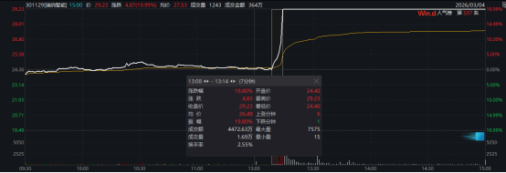 午后突现强势拉升，瑞纳智能封板涨停；多板块分化明显。