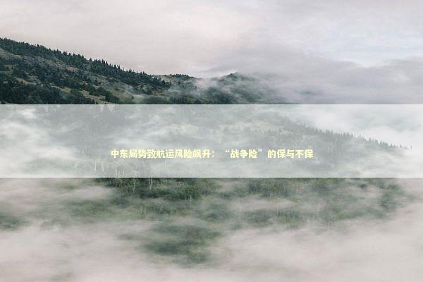 中东局势致航运风险飙升：“战争险”的保与不保