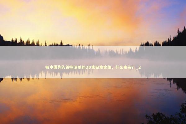 被中国列入管控清单的20家日本实体，什么来头？_2